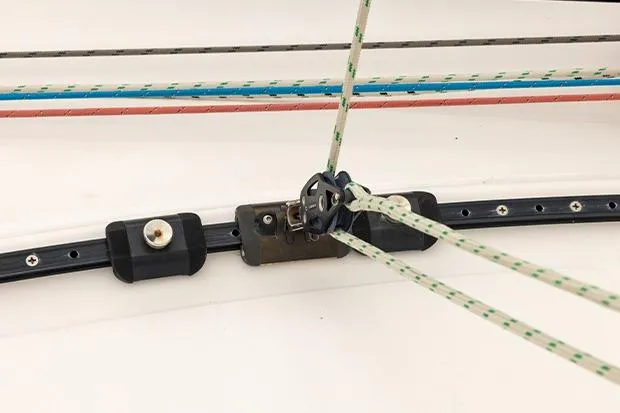 Honu Kai Yacht Photos Pics Close-up of Seawind 1260 sailboat rigging system, 2019 model.