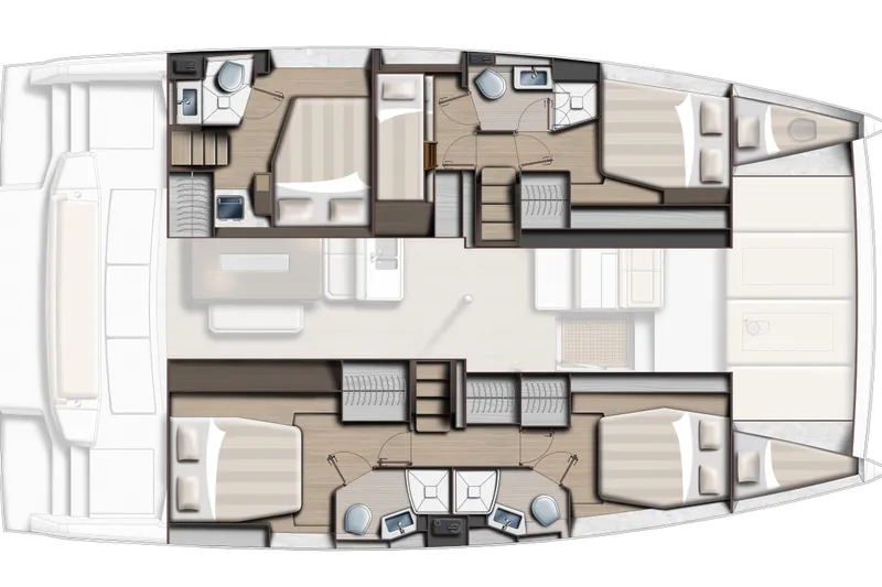  Yacht Photos Pics Floor plan of 2026 Bali BALI 4.6 catamaran, featuring spacious cabins and modern amenities.