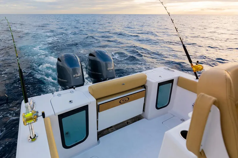  Yacht Photos Pics Sportsman Open 262 helm with dual Garmin displays