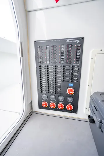 "whiskey Business" Yacht Photos Pics Electrical panel inside 2020 Freeman 42 LR boat.