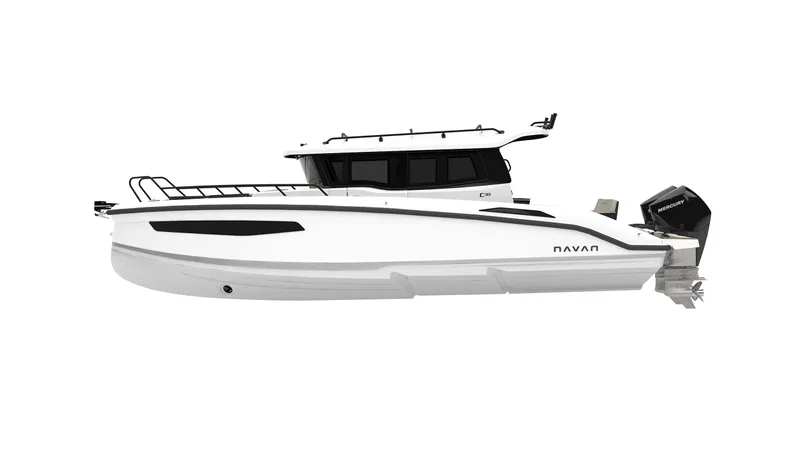  Yacht Photos Pics 2025 Navan C30 boat, sleek white design, side view, modern cabin cruiser.