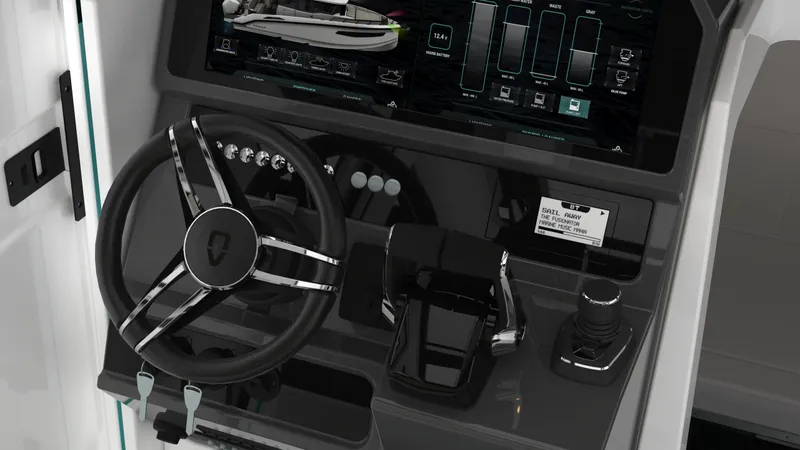  Yacht Photos Pics Cockpit of 2025 Navan C30 with modern steering and digital display.