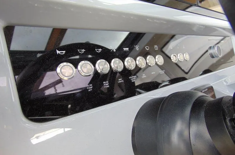  Yacht Photos Pics Control panel of 2025 Navan C30 boat with various buttons and indicators.