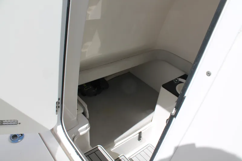  Yacht Photos Pics 2018 Sea Fox 328 Commander interior cabin with seating and sink.