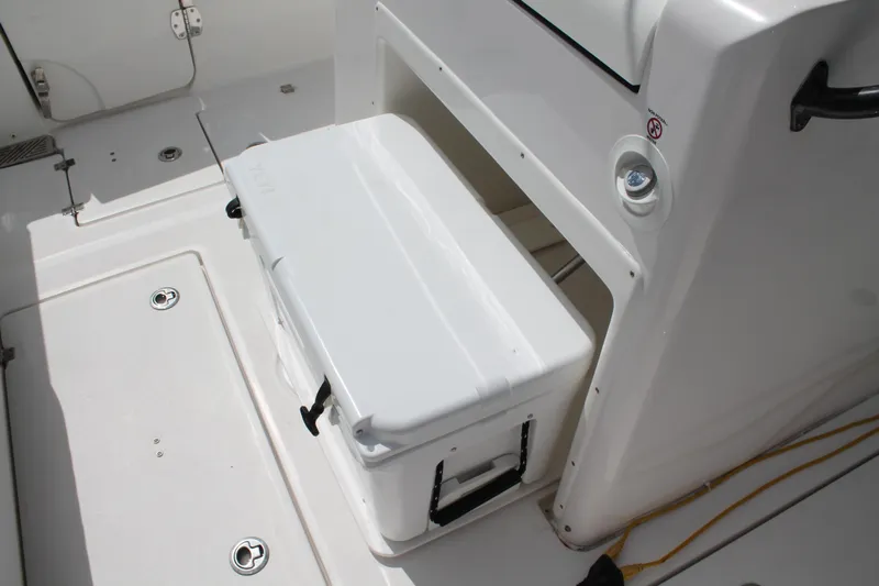  Yacht Photos Pics 2018 Sea Fox 328 Commander boat interior with Yeti cooler storage.