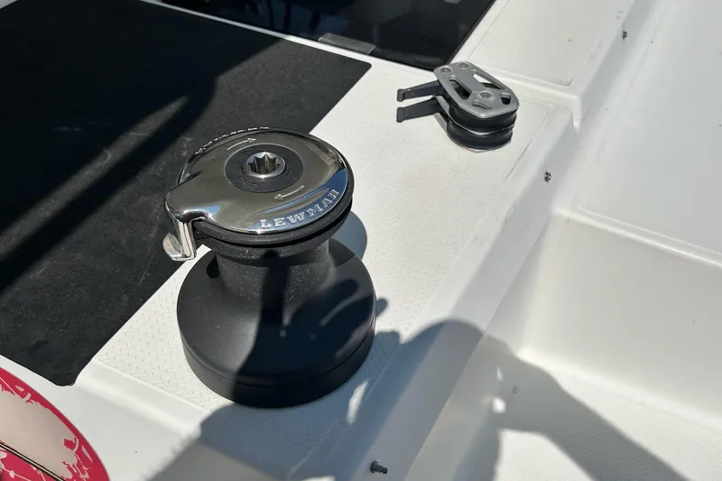  Yacht Photos Pics Winch and pulley on 2019 Fountaine Pajot Helia 44 Evolution yacht deck.