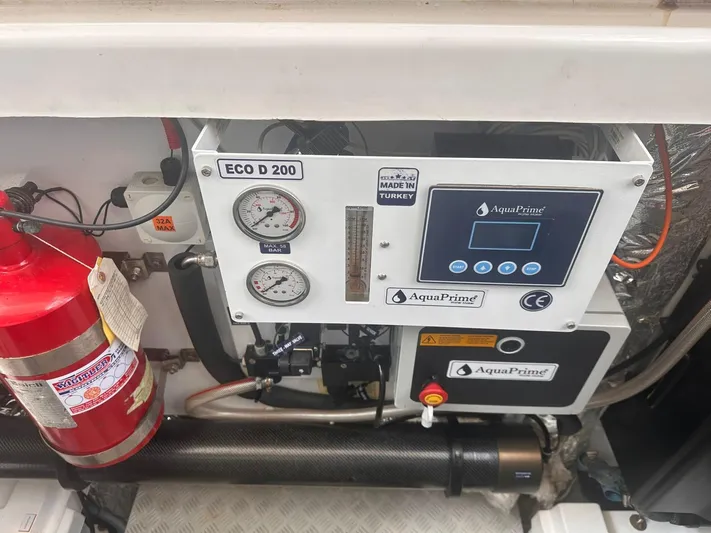  Yacht Photos Pics AquaPrime ECO D 200 system in 2011 Princess 64 yacht engine room.