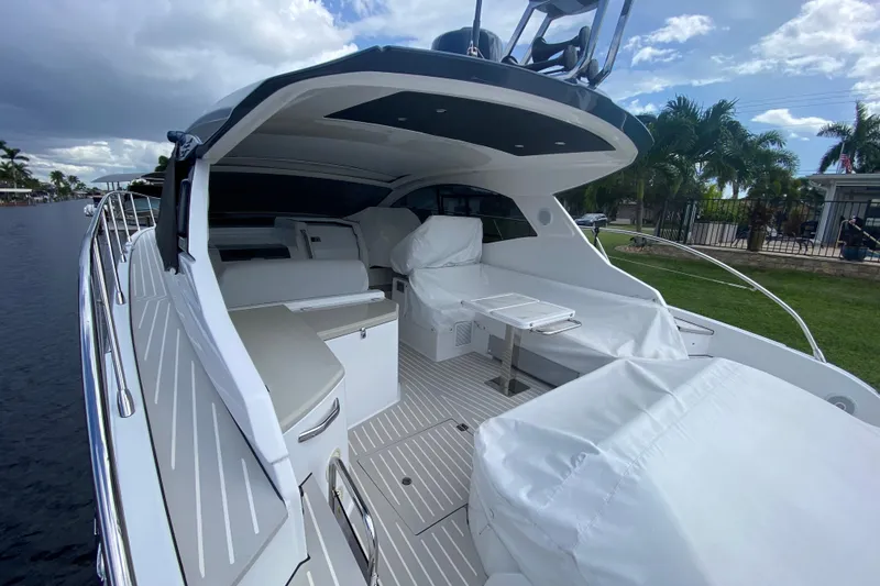  Yacht Photos Pics 2021 Azimut Atlantis 45 yacht with sleek deck design and luxurious seating area.