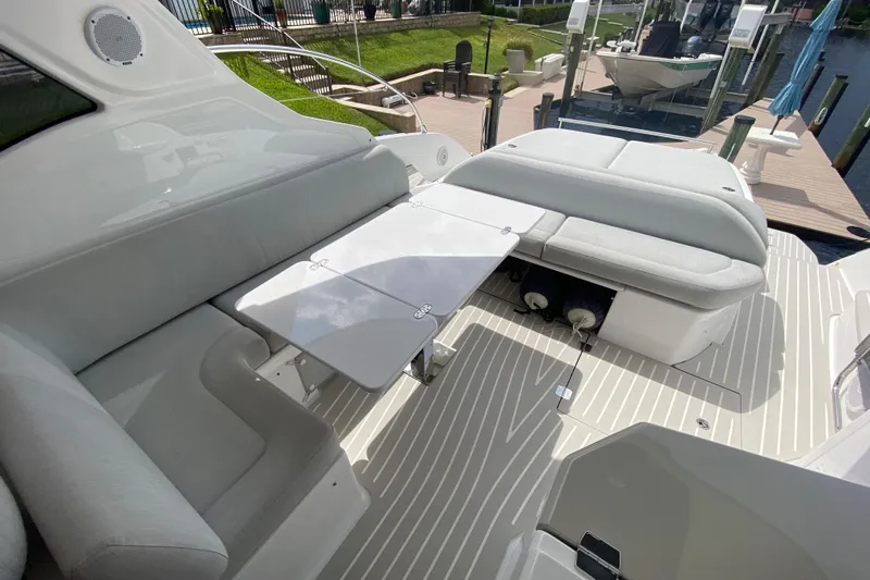  Yacht Photos Pics Luxurious seating area on 2021 Azimut Atlantis 45 yacht with sleek design.