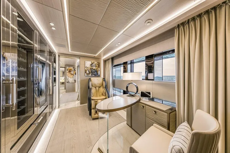 Eiv Yacht Photos Pics Luxurious interior of 2020 Rossinavi Custom yacht with modern furnishings and elegant design.
