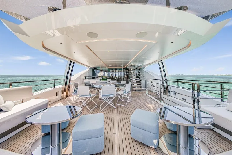 Eiv Yacht Photos Pics Luxurious 2020 Rossinavi Custom yacht deck with modern seating and ocean view.
