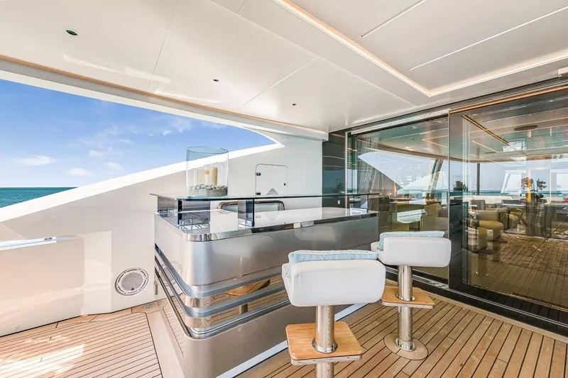 Eiv Yacht Photos Pics Luxurious 2020 Rossinavi Custom yacht deck with modern bar and seating.