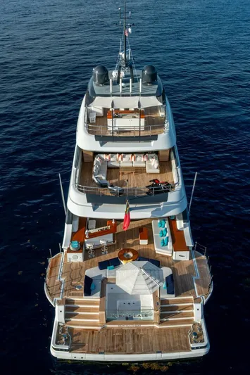 King's Lair Yacht Photos Pics Luxury Benetti 34M OASIS yacht, 2023 model, with spacious decks and elegant design.