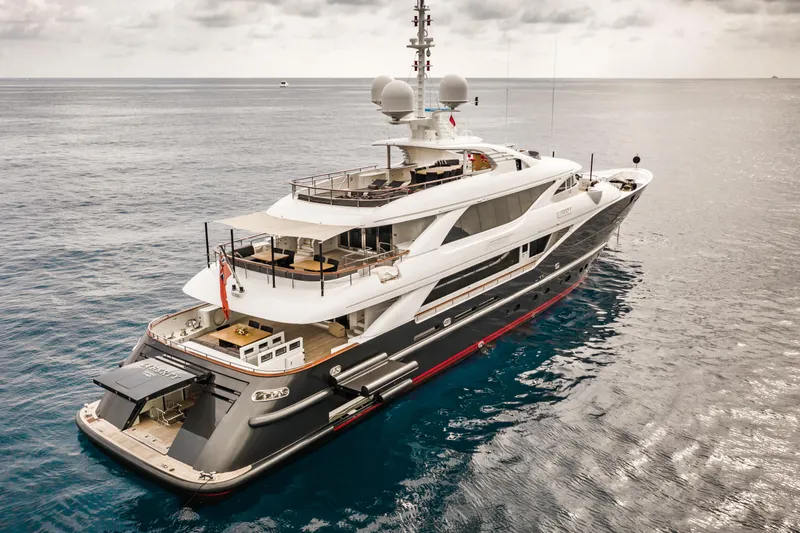 Liberty Yacht Photos Pics Luxury ISA 50M yacht, 2011 model, cruising on calm ocean waters.
