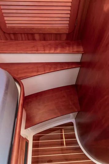 Brendan Yacht Photos Pics Interior of 2018 Hinckley Picnic Boat 37 MKIII with elegant wooden finish.