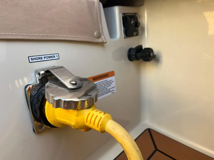 Together Again II Yacht Photos Pics Shore power connection on 2022 Ranger Tugs R-31 CB boat.