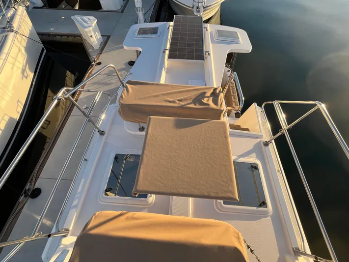 Together Again II Yacht Photos Pics 2022 Ranger Tugs R-31 CB boat deck with seating and solar panel.