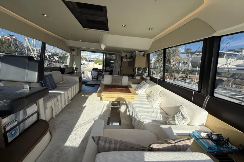  Yacht Photos Pics Luxurious interior of 2017 Prestige 560 Fly yacht with spacious seating and modern design.