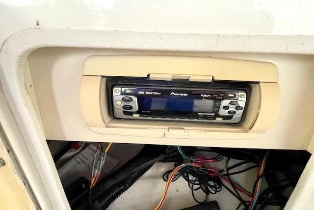 "sunseeker" Yacht Photos Pics Pioneer stereo system in 2002 Silverton 43 Motor Yacht dashboard.