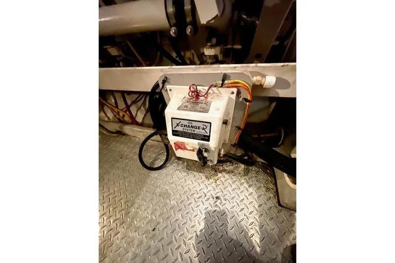 "sunseeker" Yacht Photos Pics Oil change system in 2002 Silverton 43 Motor Yacht engine room.