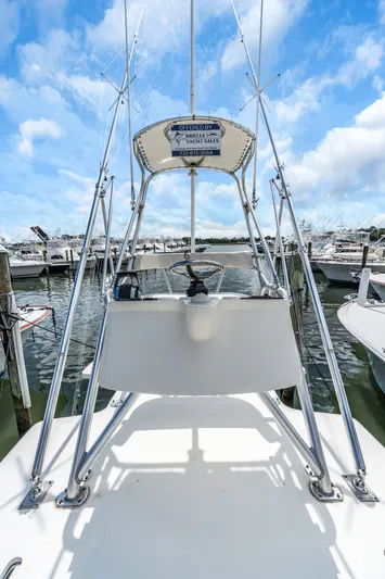  Yacht Photos Pics 2016 SeaVee 390Z boat docked, blue sky.