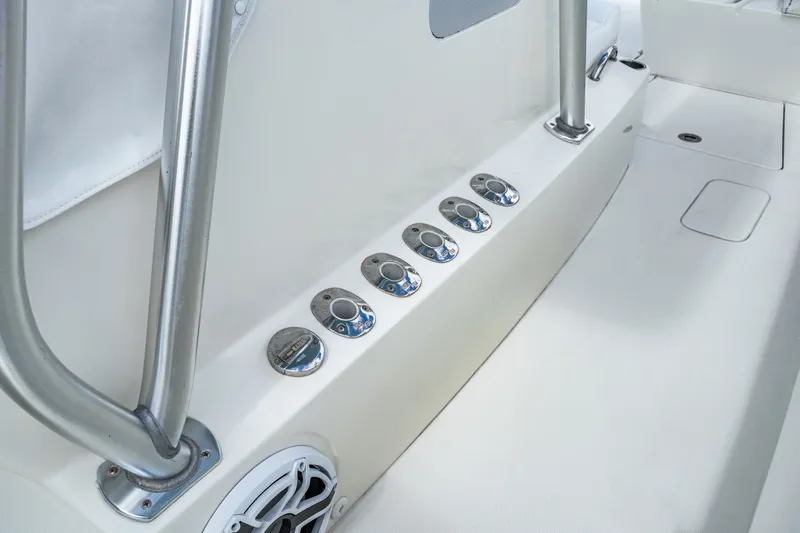  Yacht Photos Pics Interior view of 2016 SeaVee 390Z with stainless steel details.