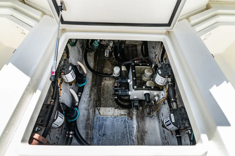  Yacht Photos Pics Engine compartment of 2016 SeaVee 390Z boat.