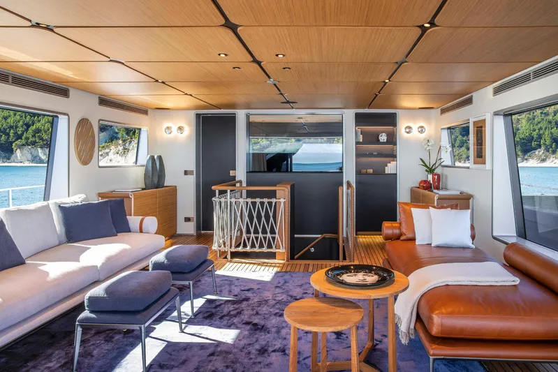  Yacht Photos Pics Luxurious interior of Custom Line Navetta 30 yacht, 2023 model.