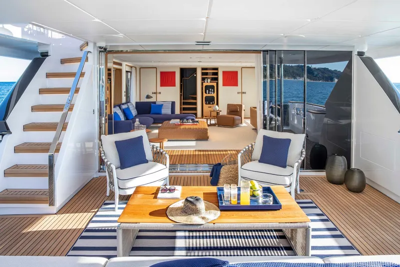  Yacht Photos Pics Luxurious interior of Custom Line Navetta 30 yacht, 2023 model.