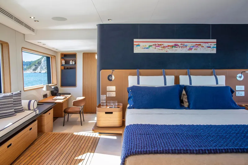  Yacht Photos Pics Luxurious cabin of Custom Line Navetta 30 yacht, 2023 model.