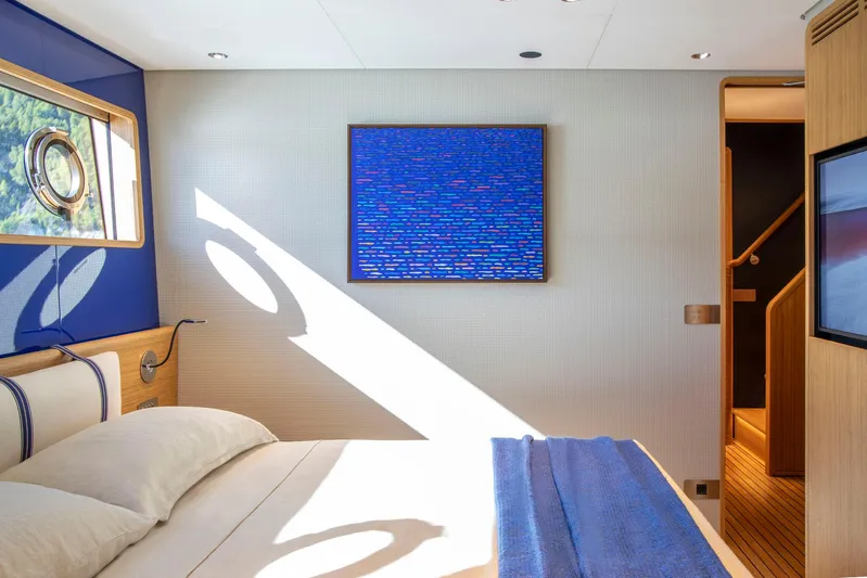  Yacht Photos Pics Luxurious cabin of the Custom Line Navetta 30 yacht, 2023 model.