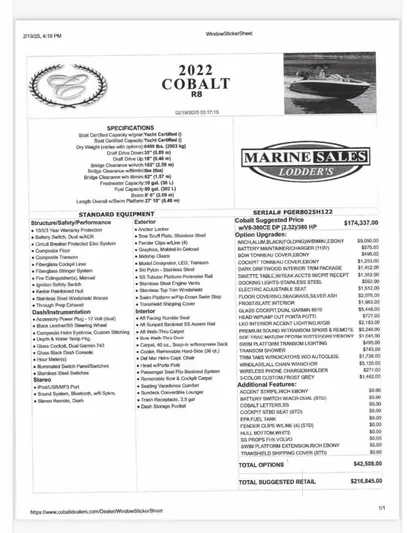  Yacht Photos Pics 2022 Cobalt R8 boat specifications and pricing details from Marine Sales Lodder's.