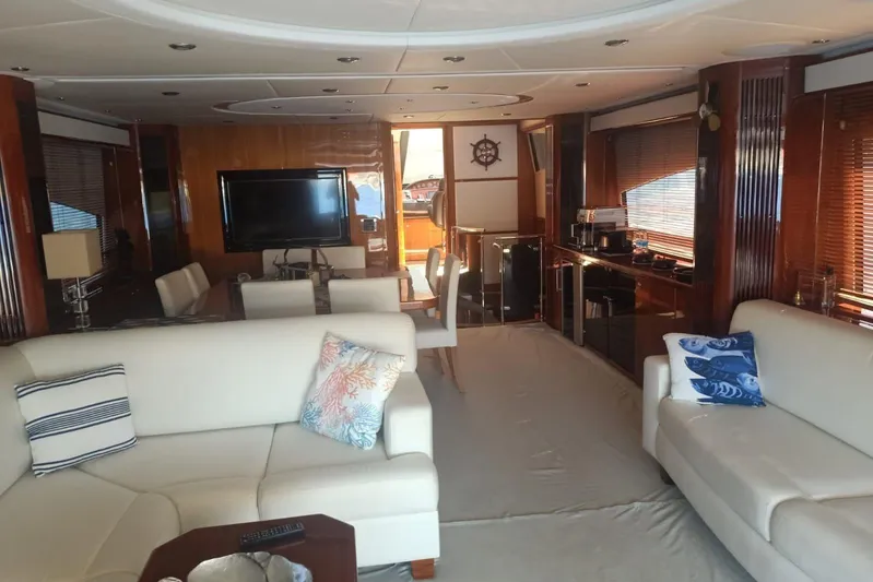  Yacht Photos Pics Luxurious interior of 2005 Sunseeker 94 Yacht with elegant seating and modern amenities.