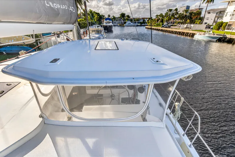 Changing Keys Yacht Photos Pics 2020 Leopard 40 catamaran on a scenic waterway, showcasing sleek design and modern features.