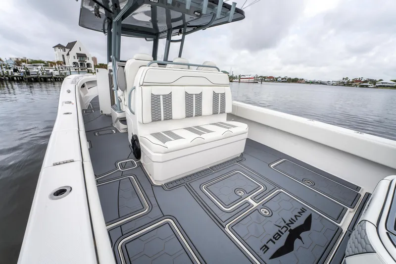  Yacht Photos Pics 2022 Invincible 39 Open Fisherman boat interior with sleek seating and modern design.