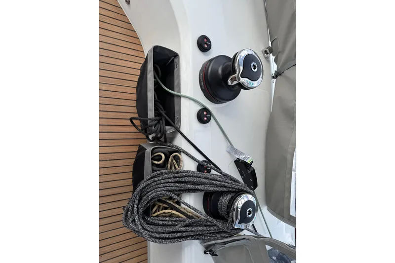 Yacht Photos Pics Deck of 2026 Lagoon 55 yacht with winches and ropes.