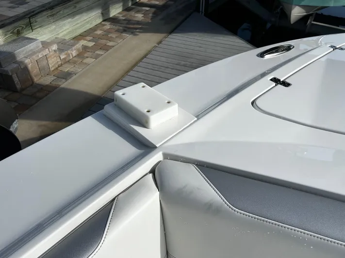  Yacht Photos Pics 2021 Nor-Tech 390 Sport Center Console boat detail at dock.