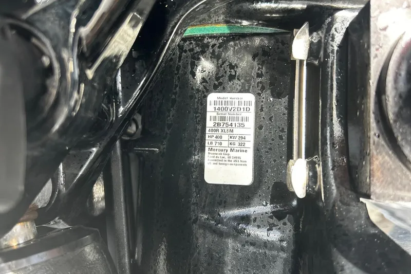  Yacht Photos Pics 2021 Nor-Tech 390 Sport Center Console engine label with specifications.