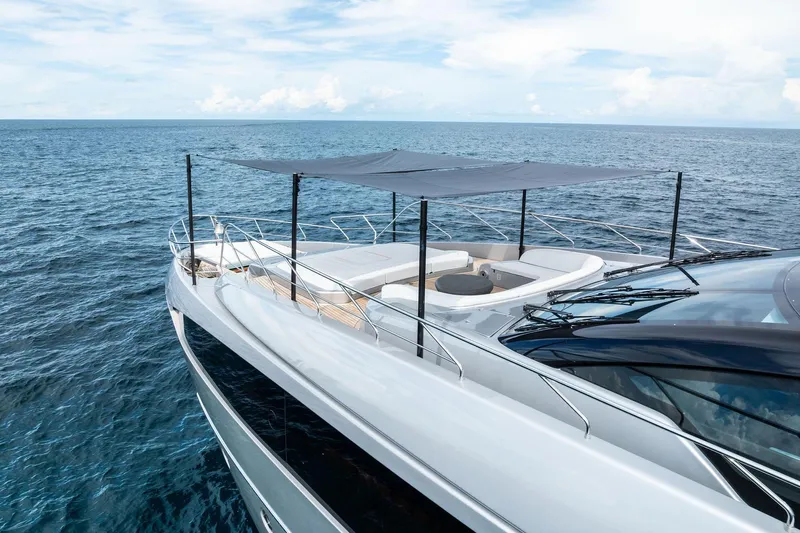 Riva Royale Yacht Photos Pics Luxury Riva 110' Dolcevita yacht cruising on open sea, 2023 model.