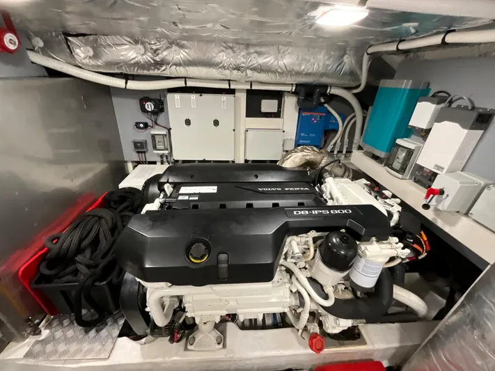  Yacht Photos Pics Engine room of 2020 Pardo Yachts 60 E with dual engines and equipment.