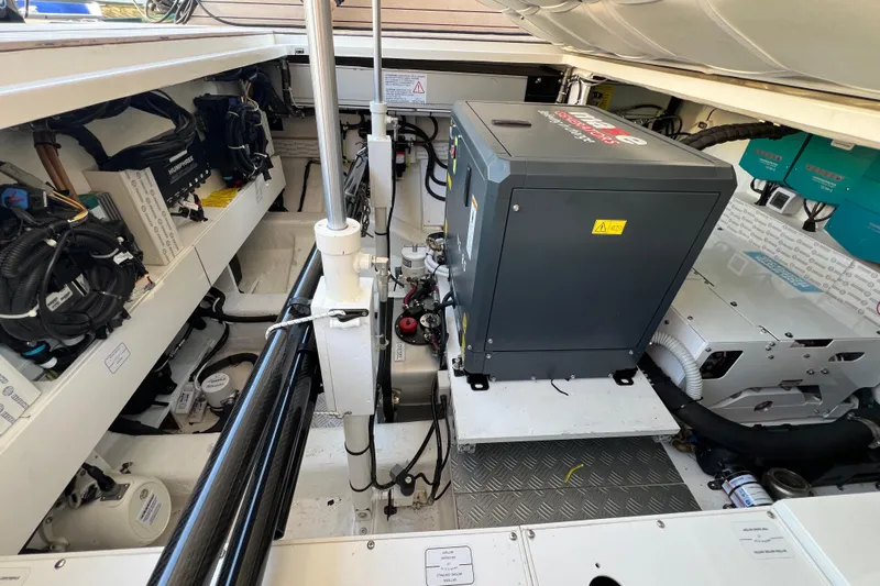  Yacht Photos Pics Engine compartment of 2024 Wally Tender 43 X, showcasing modern equipment and wiring.