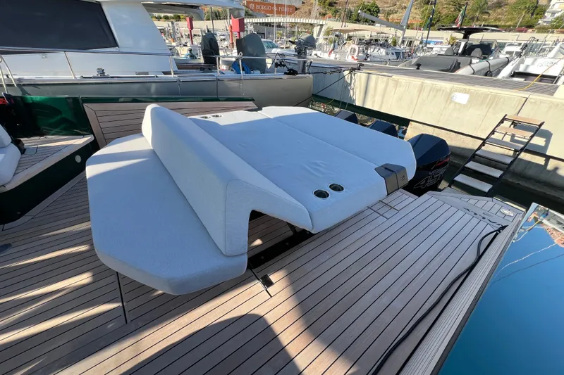  Yacht Photos Pics 2024 Wally Tender 43 X yacht with sleek deck design at marina.