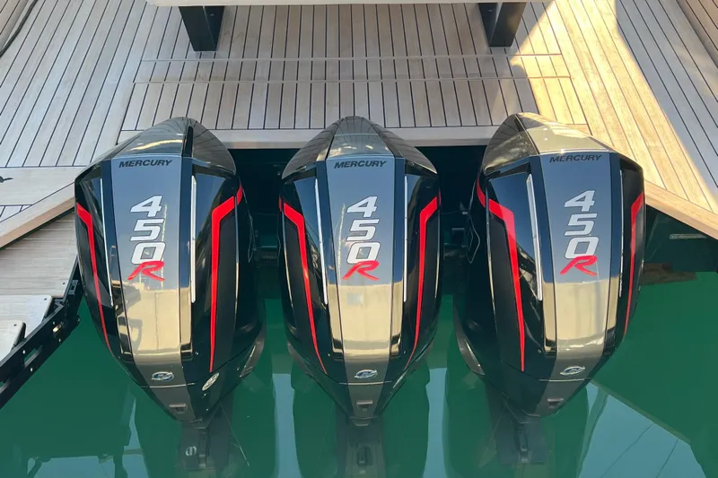  Yacht Photos Pics Triple Mercury 450R engines on 2024 Wally Tender 43 X boat.