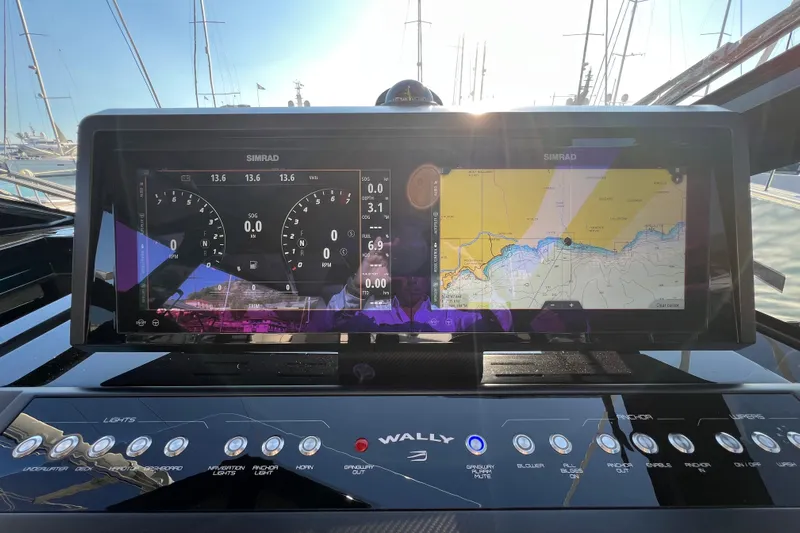  Yacht Photos Pics Dashboard of 2024 Wally Tender 43 X with navigation and control systems.