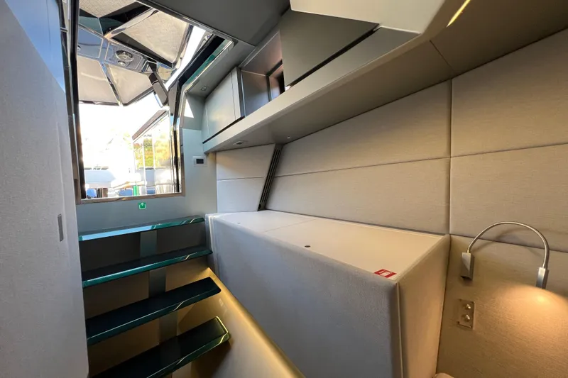  Yacht Photos Pics Luxurious interior of 2024 Wally Tender 43 X yacht with modern design and ambient lighting.