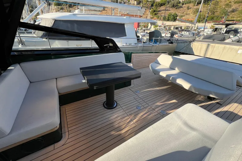  Yacht Photos Pics 2024 Wally Tender 43 X yacht interior with sleek seating and modern design.