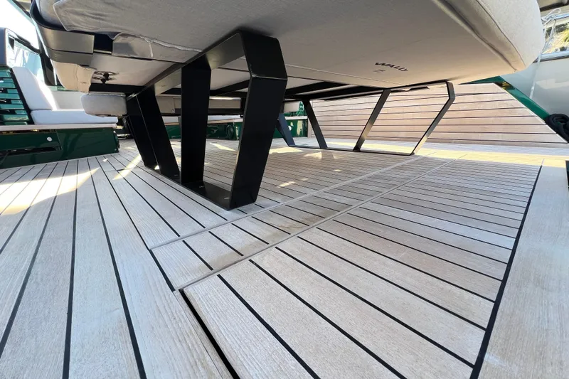  Yacht Photos Pics 2024 Wally Tender 43 X deck with modern seating and sleek design elements.
