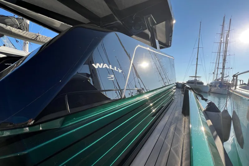  Yacht Photos Pics 2024 Wally Tender 43 X yacht docked in a sunny marina.