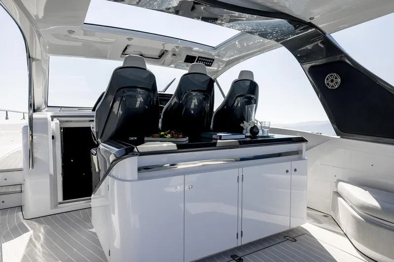  Yacht Photos Pics Luxurious interior of 2025 Azimut Verve 42 yacht with sleek seating and modern design.