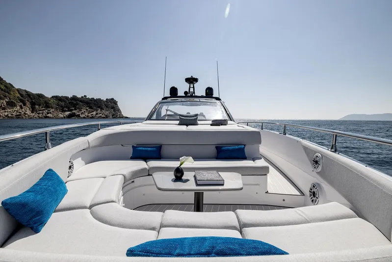  Yacht Photos Pics Luxurious 2025 Azimut Verve 42 yacht with elegant seating and ocean view.